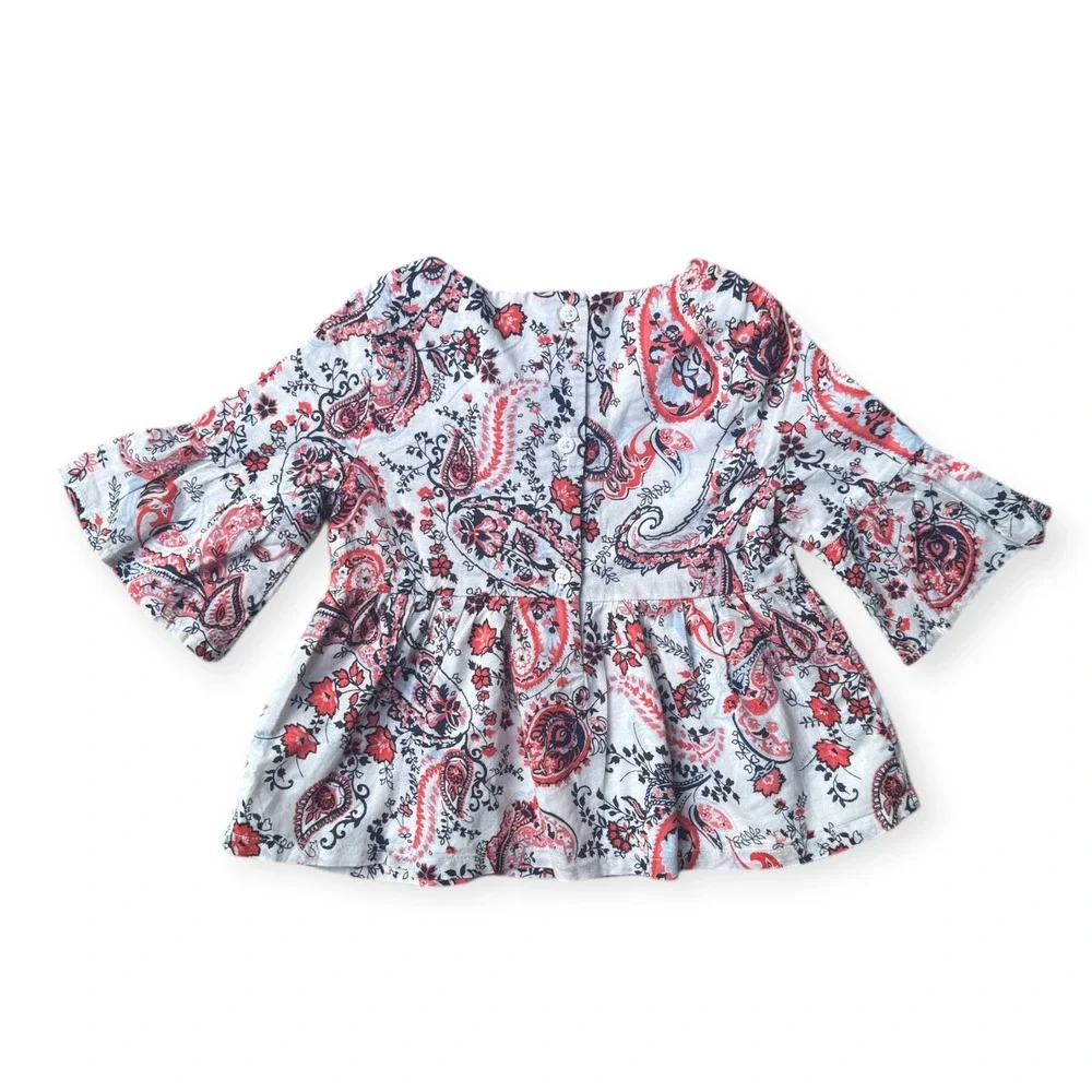 Janie‎ and Jack Toddler Girls Red Paisley Peplum Top and Ruffle Pants Set Size 3